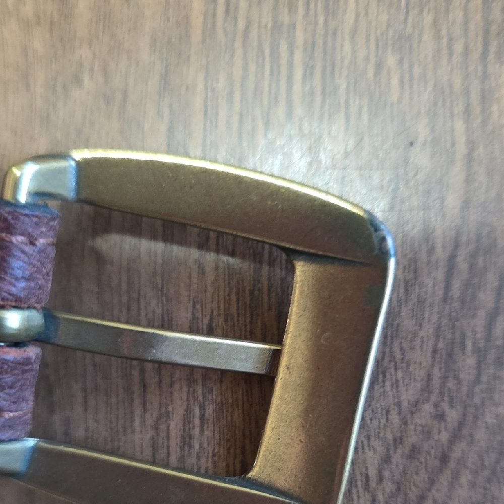 Brown Genuine Leather‎ Women's Belt Size Small 1" Thin Gold Buckle - Picture 5 of 8